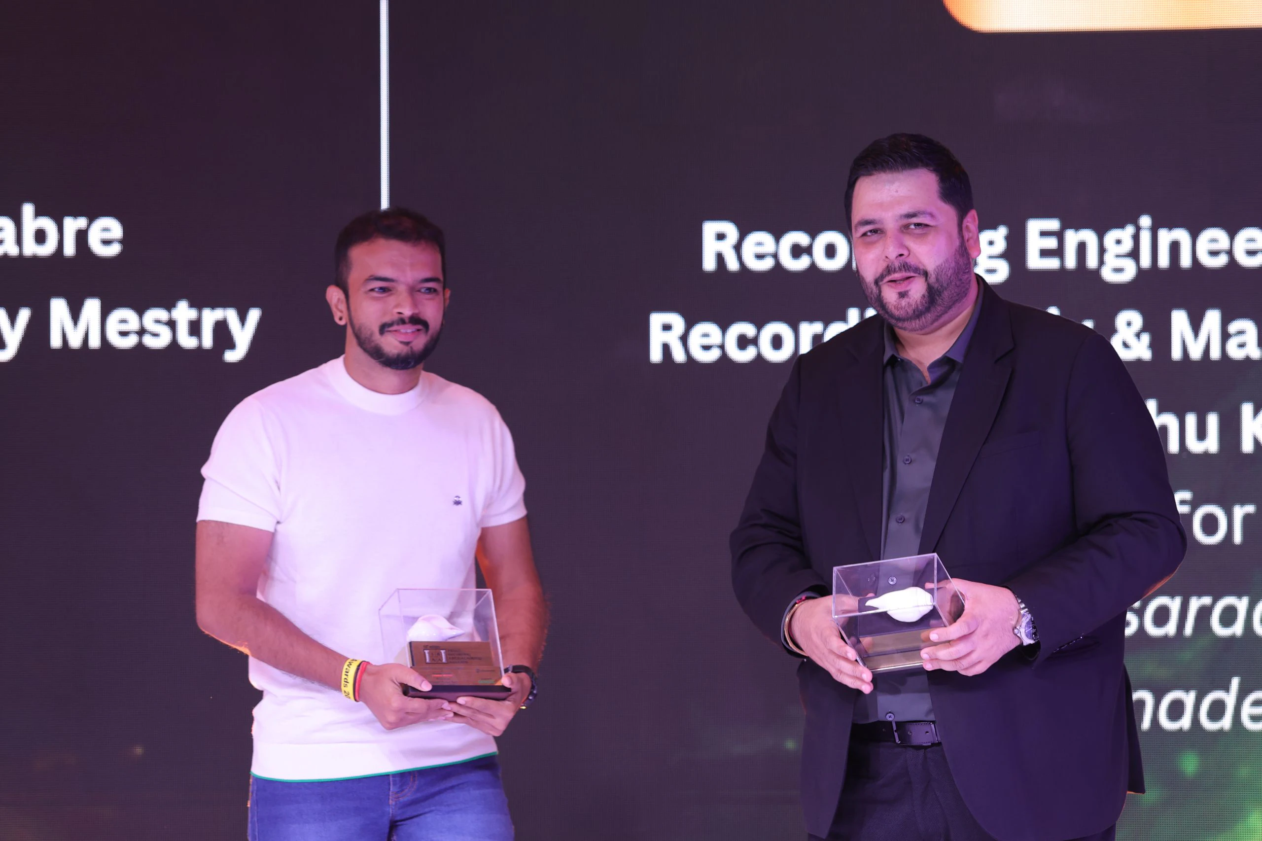 IRAA 2025 – Chinmay Mestry & Anand Dabre received the award for Recording/Mixing/Mastering – Devotional / Spiritual Music