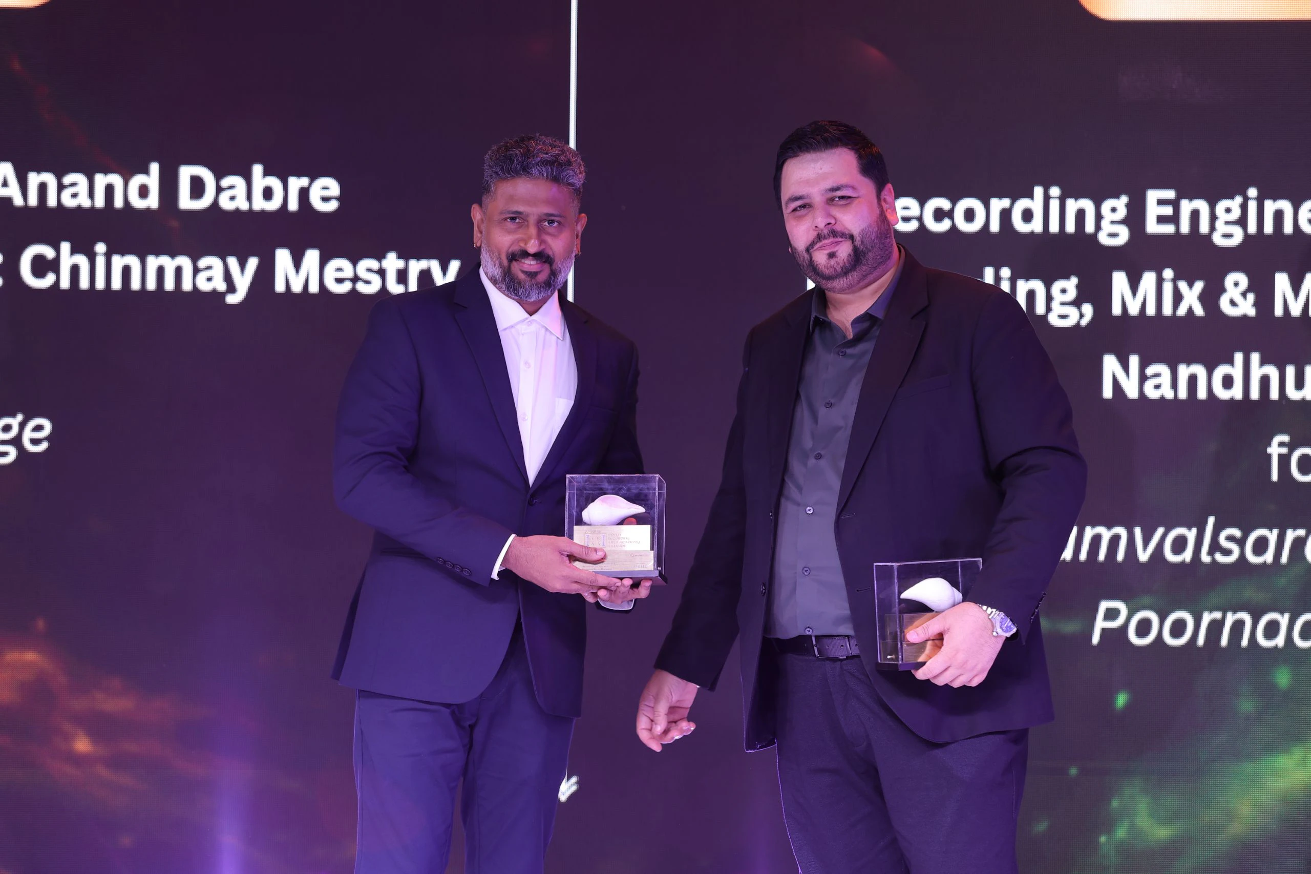 IRAA 2026 – Nandhu Kartha & Jaison J Nair received the award for Recording/Mixing/Mastering – Devotional / Spiritual Music