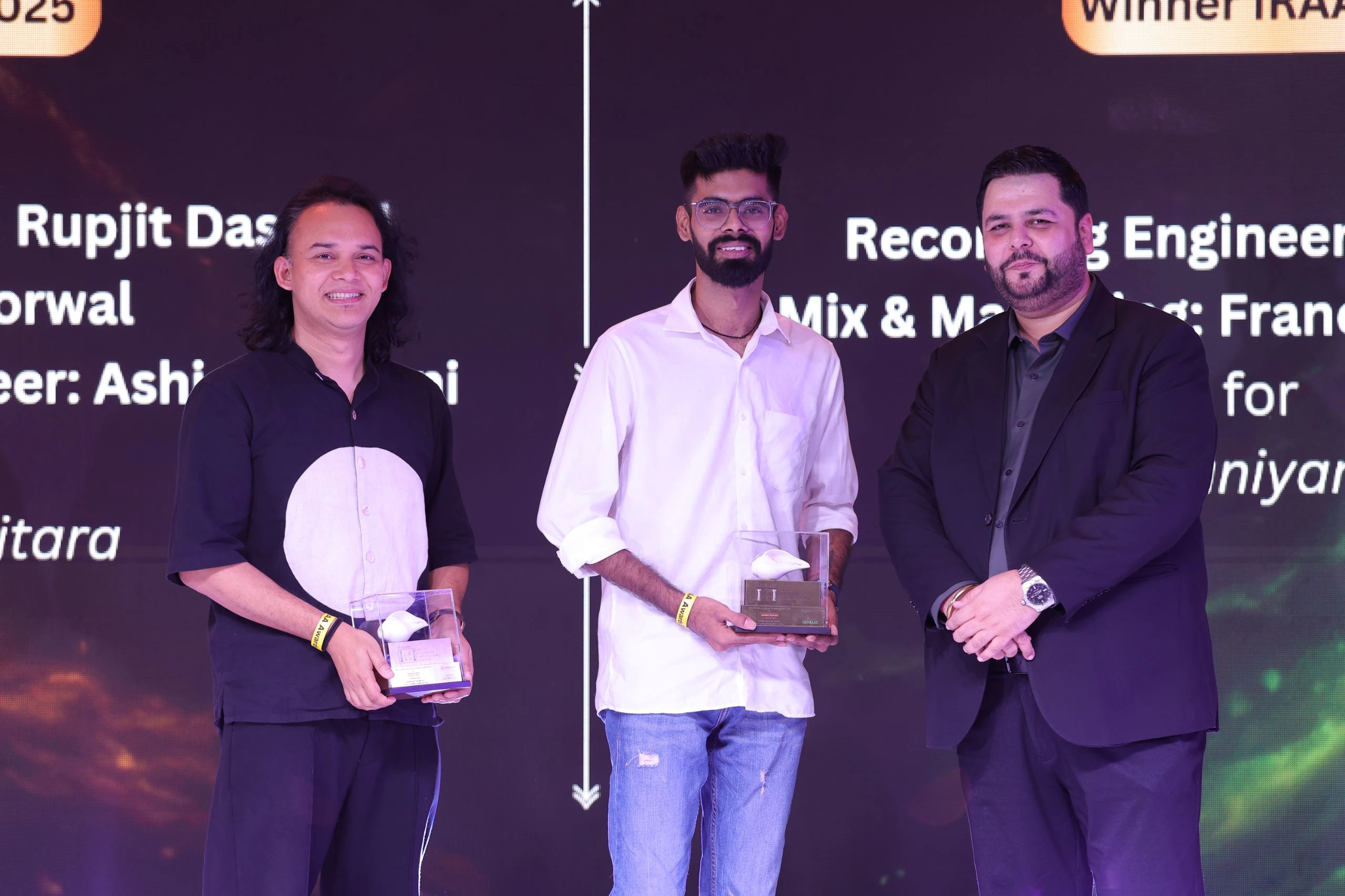 IRAA 2025 - Rupjit Das & Vineet Khorwal, Ashish Raitani received the award for Recording/Mixing/Mastering – Traditional Folk Music