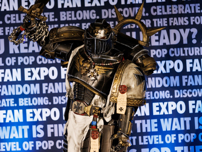 Cosplayer as Empire's Champion from Warhammer 40k