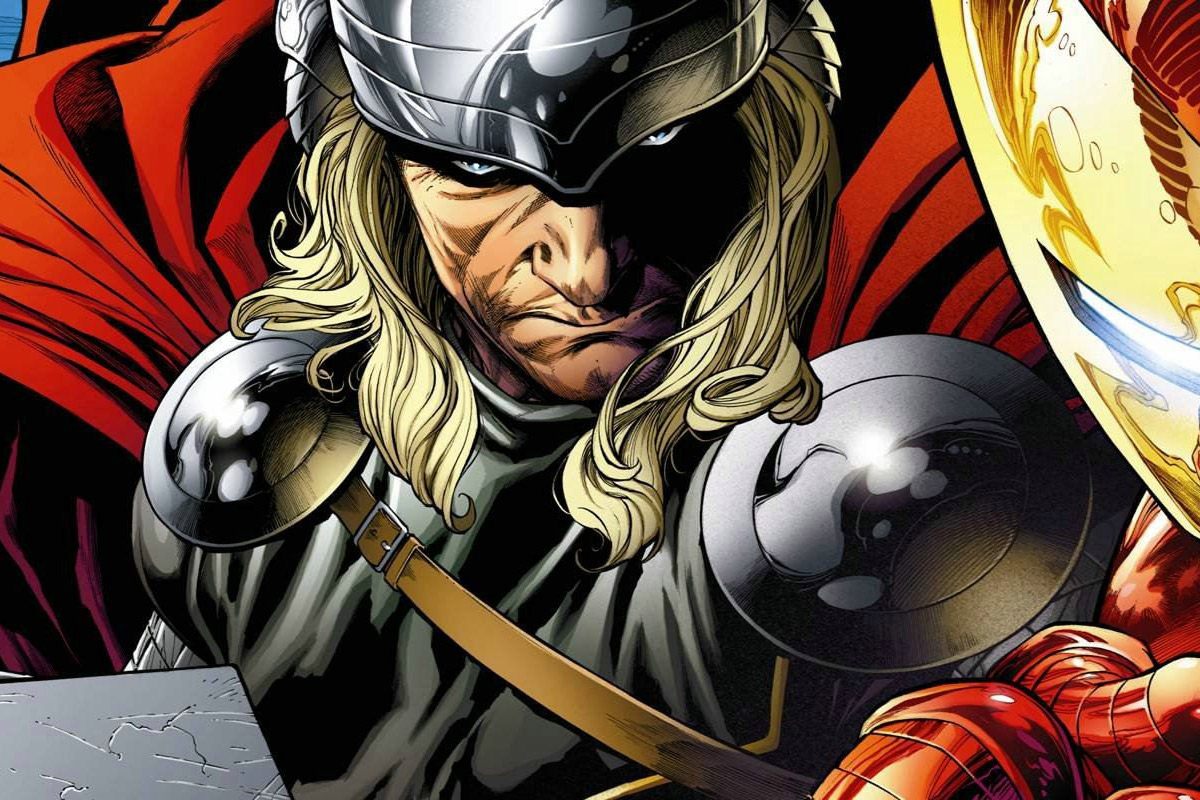 Thor looks menacingly at the camera