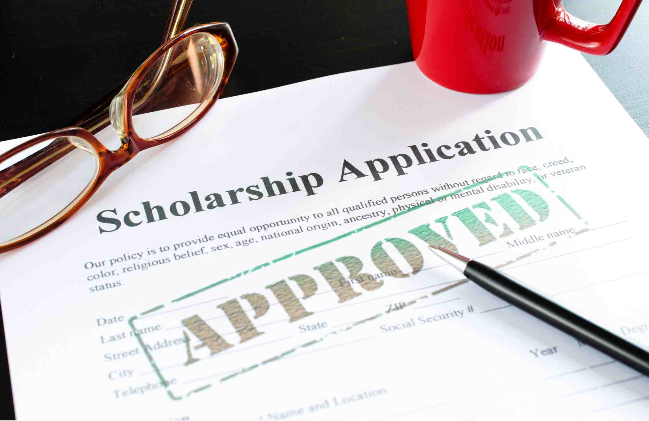 Approved scholarship application form
