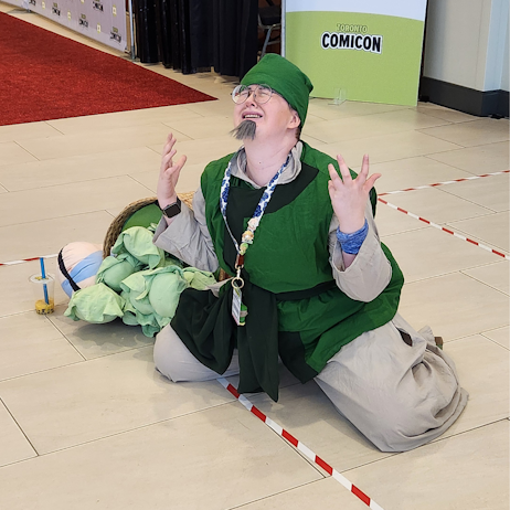 The cabbage man from Avatar: the Last Airbender falls to their knees as their cabbages lay scattered beside them and they exclaim "MY CABBAGES"