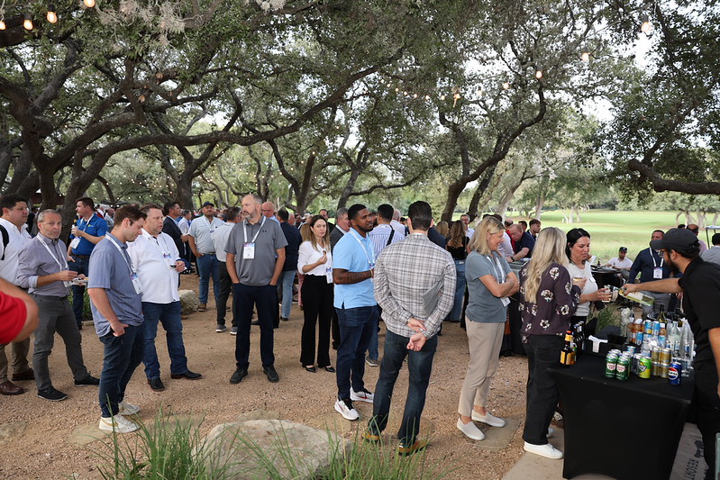 People gathering at welcome reception party