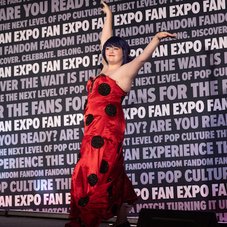 Cosplayer at the cosplay red carpet dressed as Miraculous Ladybug
