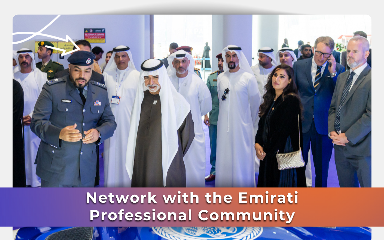 Emirati professionals networking and exchanging insights with peers at Tawdheef x Zaheb 2025 UAE career event.