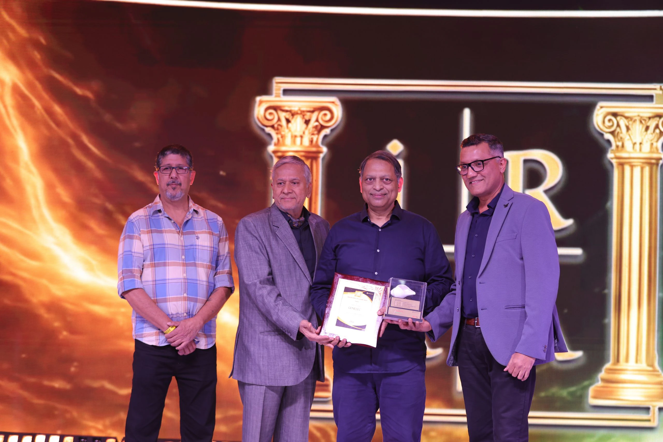 Vijay Benegal – IRAA Director, Anil Chopra & Yogesh Mudras felicitate Arun Kumar & Genelec as a key sponsor
