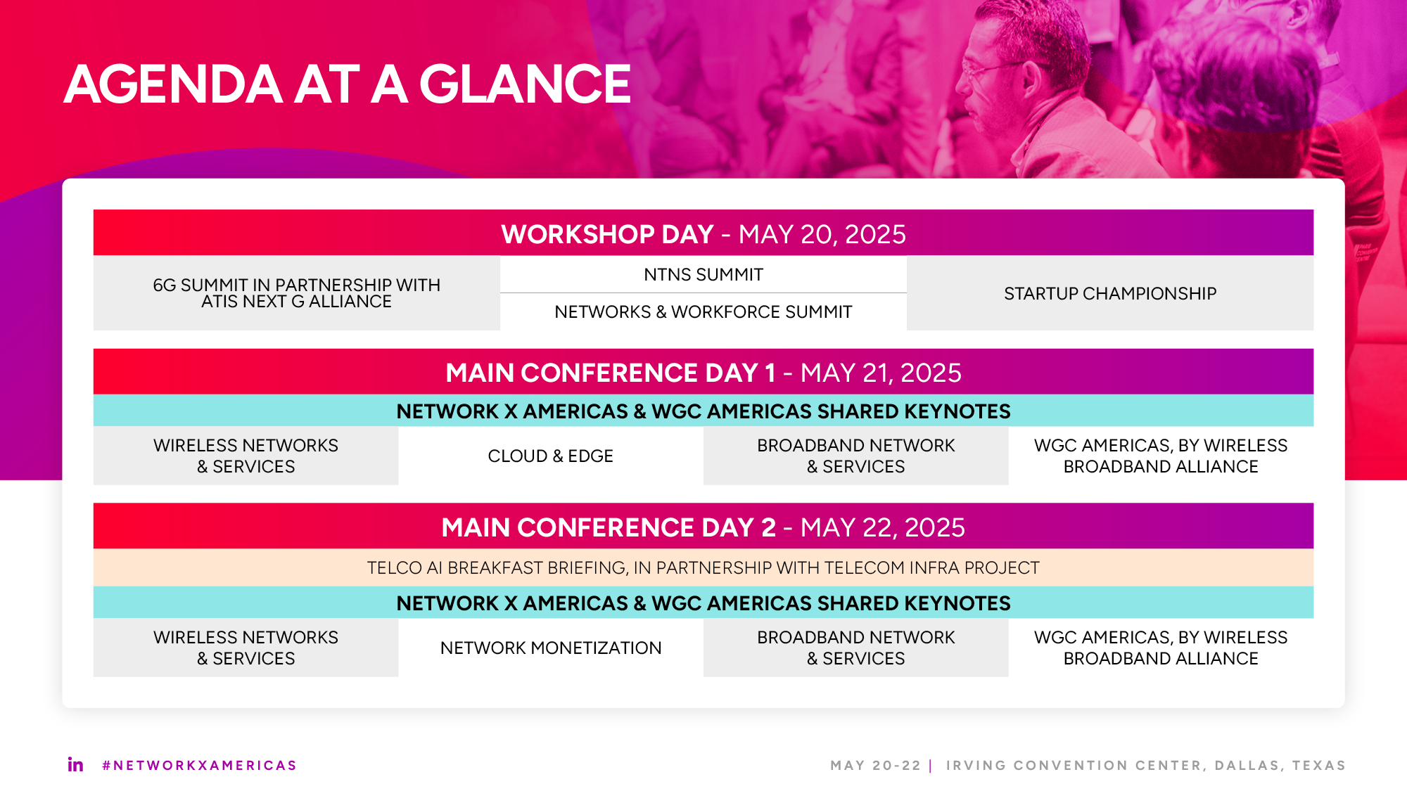 NXA Agenda at a glance