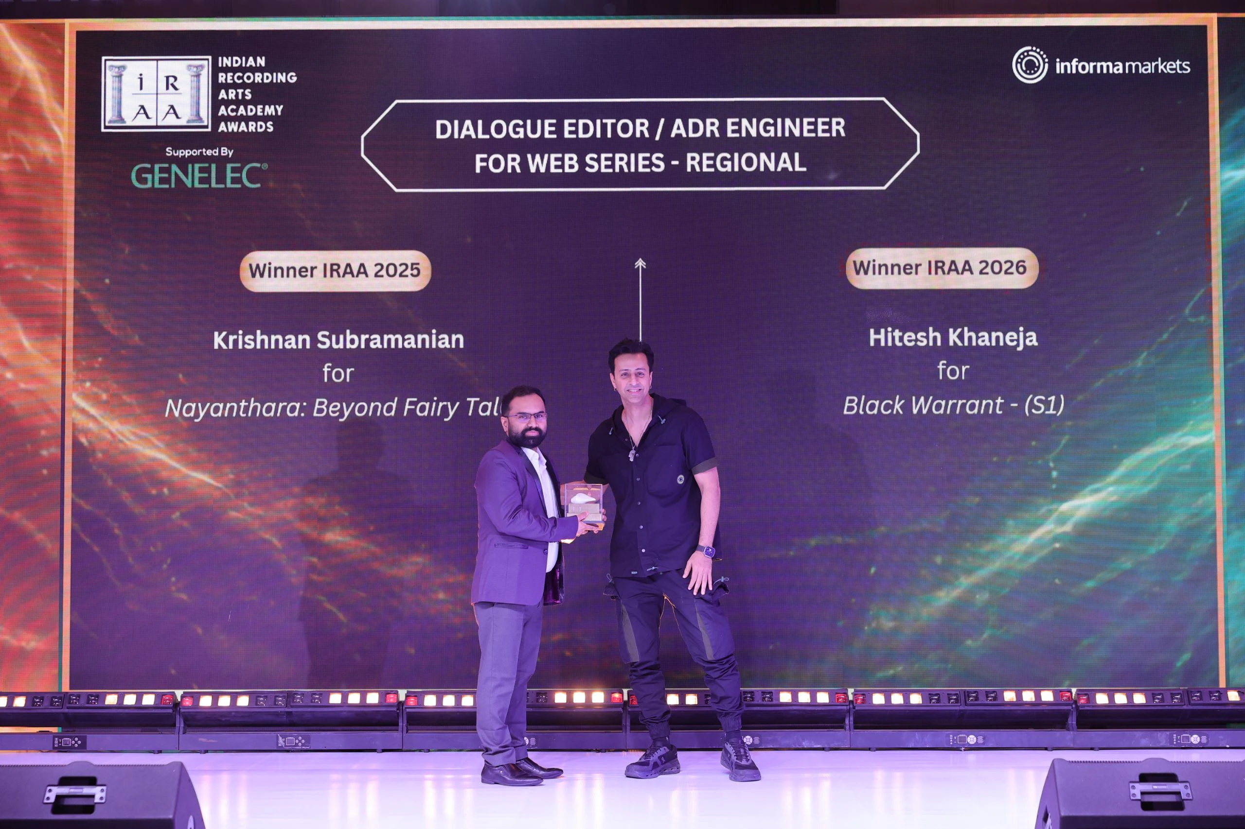 IRAA 2025 - Krishnan Subramanian won the award for Dialogue Editor / ADR Engineer for Web Series – Regional