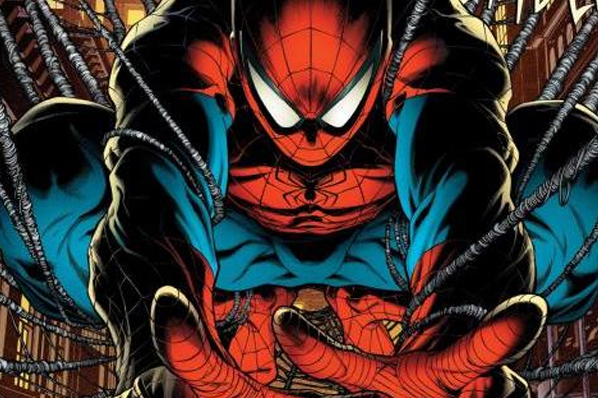 Spider-Man slings his web directly at the camera