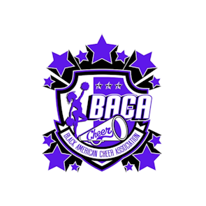 Black American Cheer Association logo.