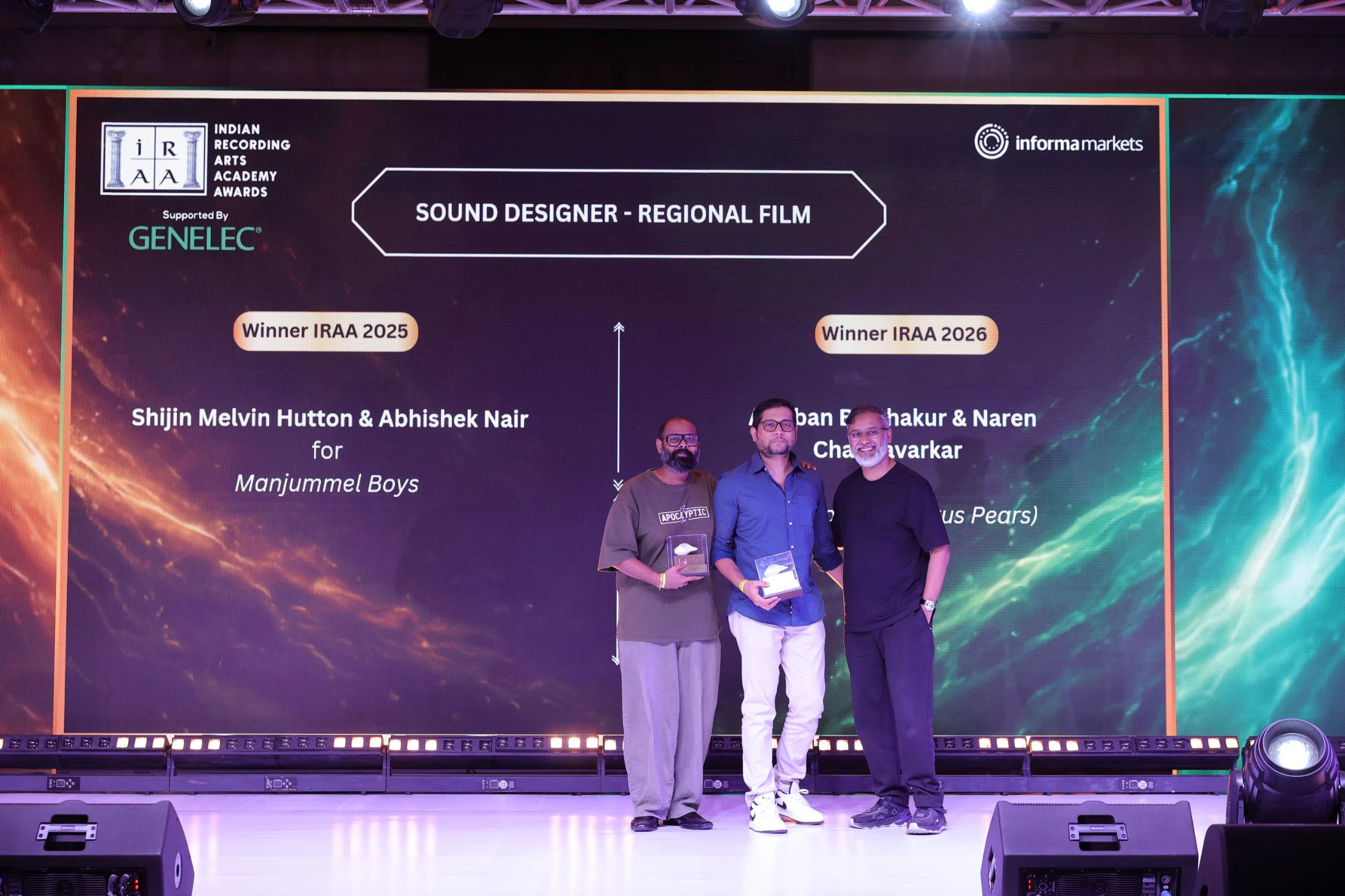IRAA 2025 - Shijin Melvin Hutton and Abhishek Nair received the award for Sound Designer – Regional Film