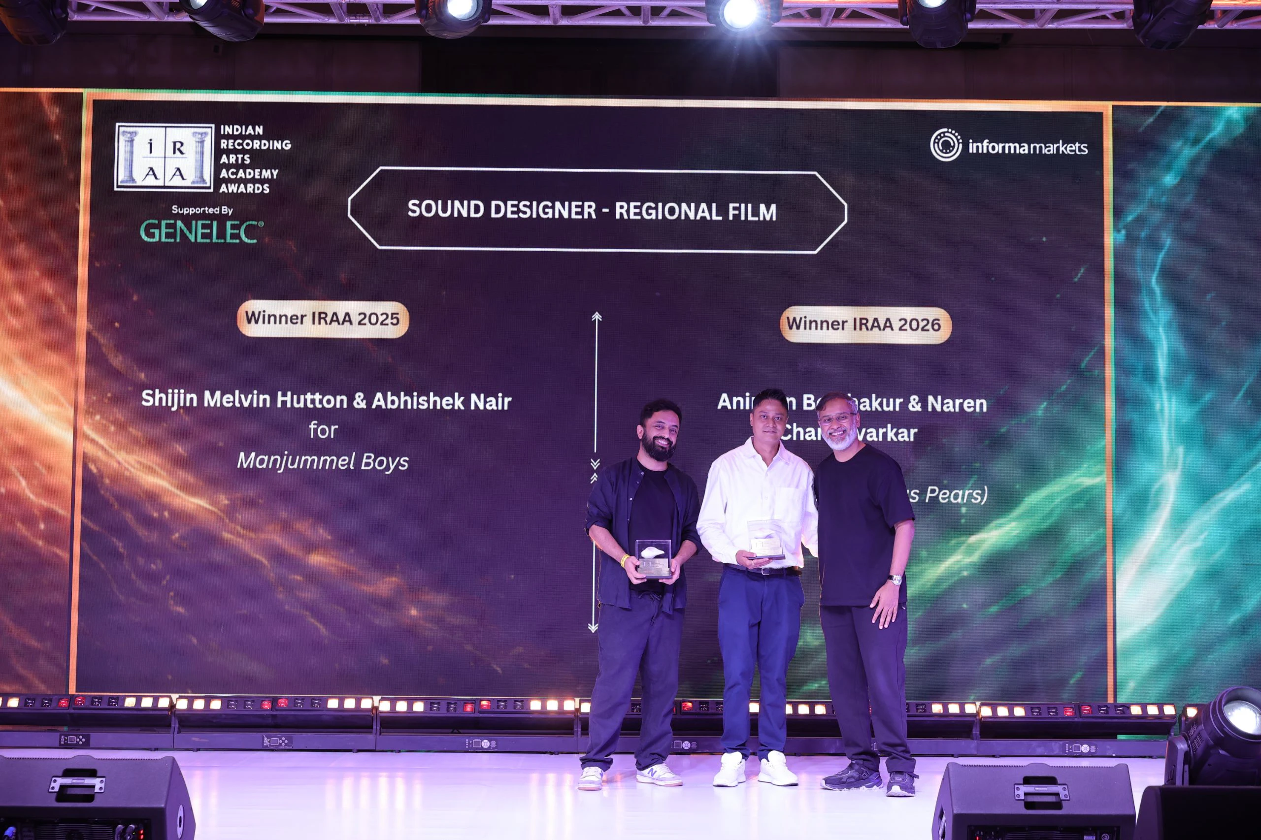 IRAA 2026 - Anirban Borthakur and Naren Chandavarkar received the award for Sound Designer – Regional Film