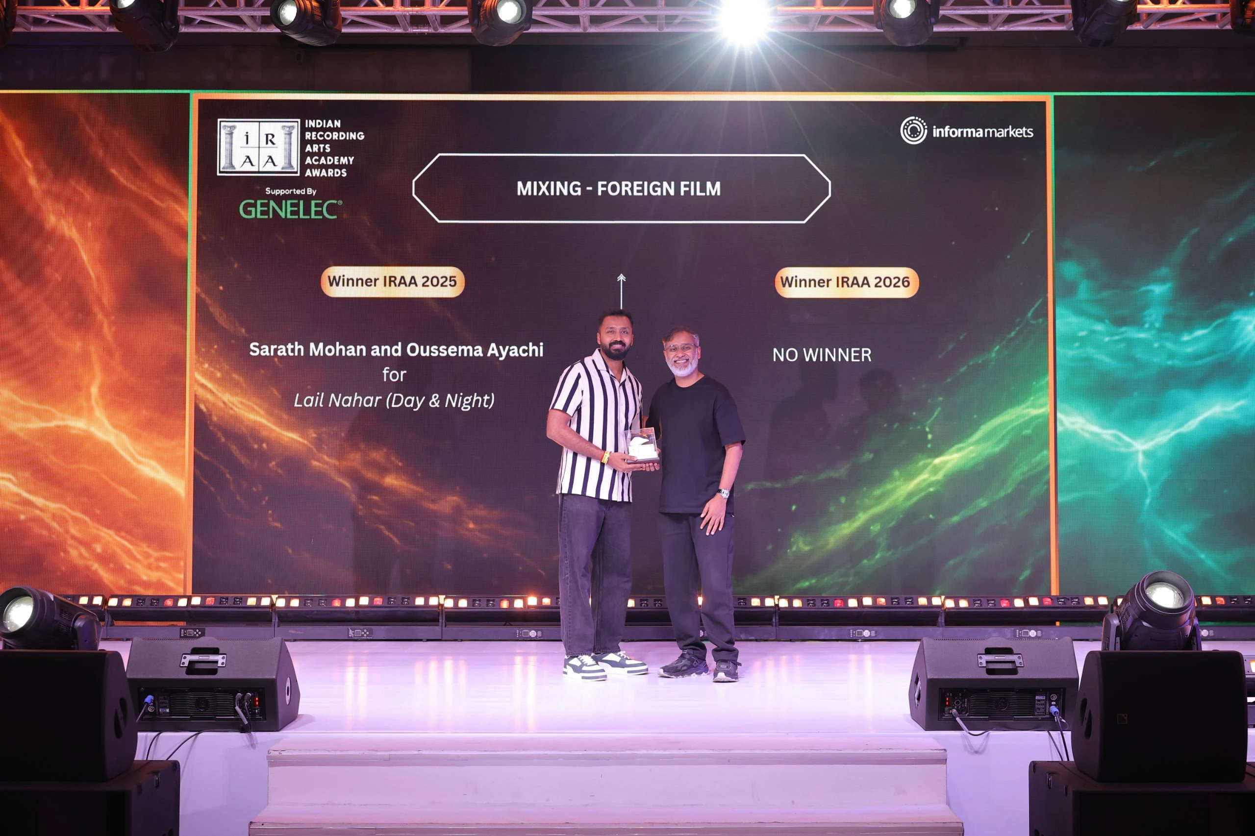 IRAA 2025 – Sarath Mohan & Oussema Ayachi won the award for Mixing – Foreign Films