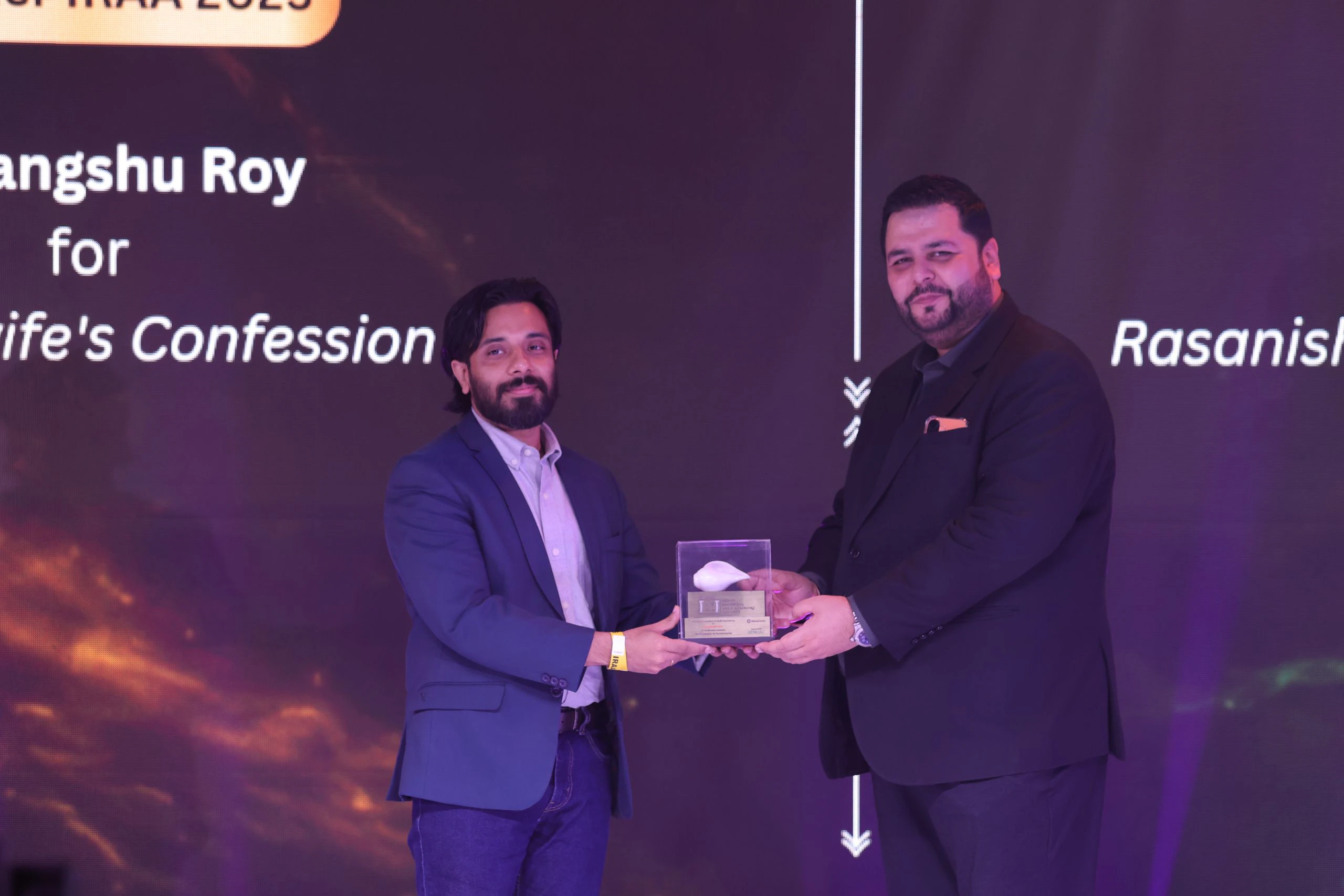 IRAA 2025 - Debangshu Roy receives the award for Sound Designer for Documentaries