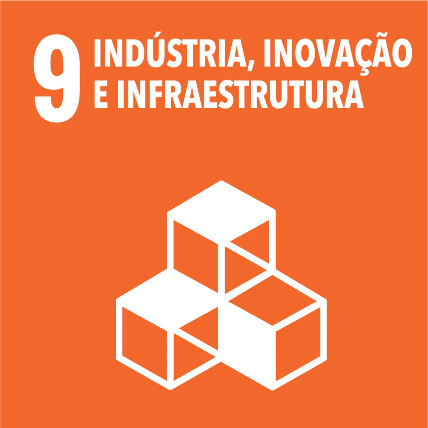 Ícone do Objetivo de Desenvolvimento Sustentável 9, Indústria, Inovação e Infraestrutura, usado pelo HIS 2026
