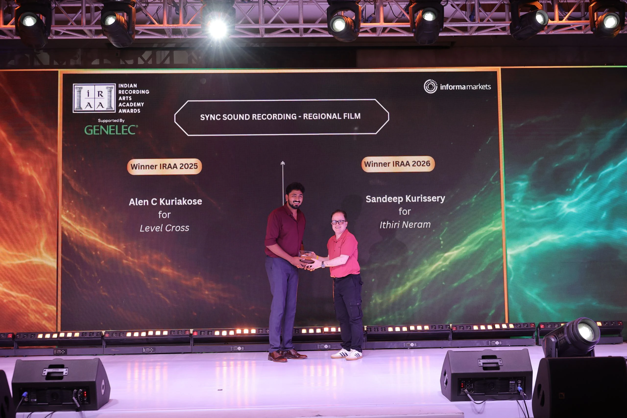 IRAA 2025 - Alen C Kuriakose received the award for Sync Sound Recording – Regional Film