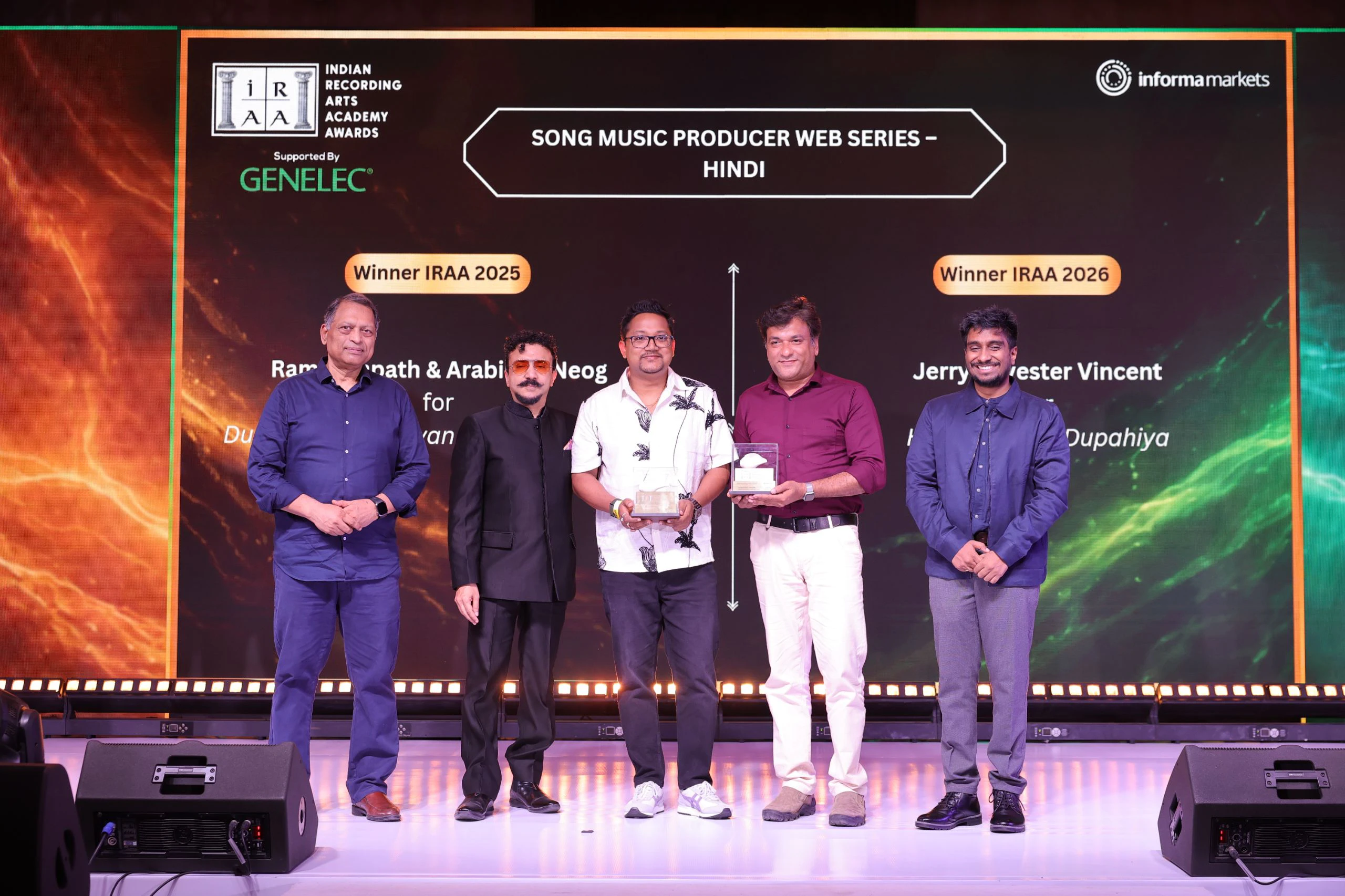 IRAA 2025 - Ram Sampath and Arabinda Neog got felicitated for winning the award for Song Music Producer Web Series – Hindi