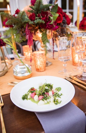 white plate with salad