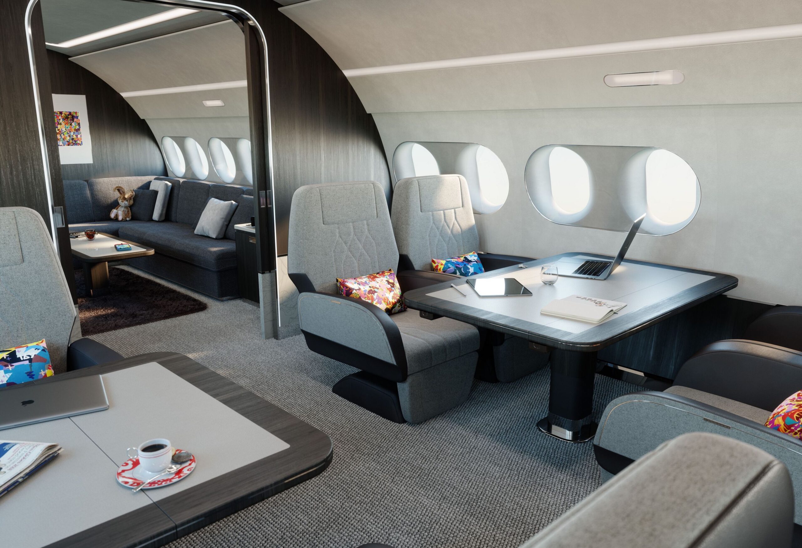 Cross section large private jet