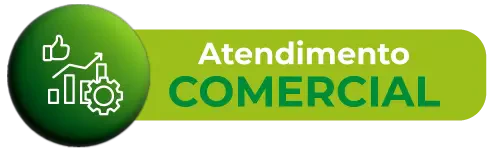 Botão de Atendimento Comercial da feira Hospitalar. Ícone com gráfico de crescimento, engrenagem e sinal de "joinha" em tons de verde.