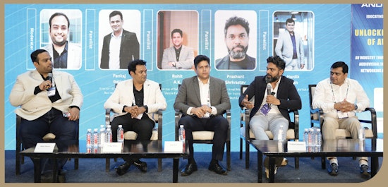 At AV-ICN Expo 2025 Conference & Seminar: Nikhil Shenoy, Digital Futurist; Pankaj Bellad, LOGIC; Rohit A.K., Avocor; Prashant Shrivastav, AET Displays & Hardik Shah, Trustech AV Solution