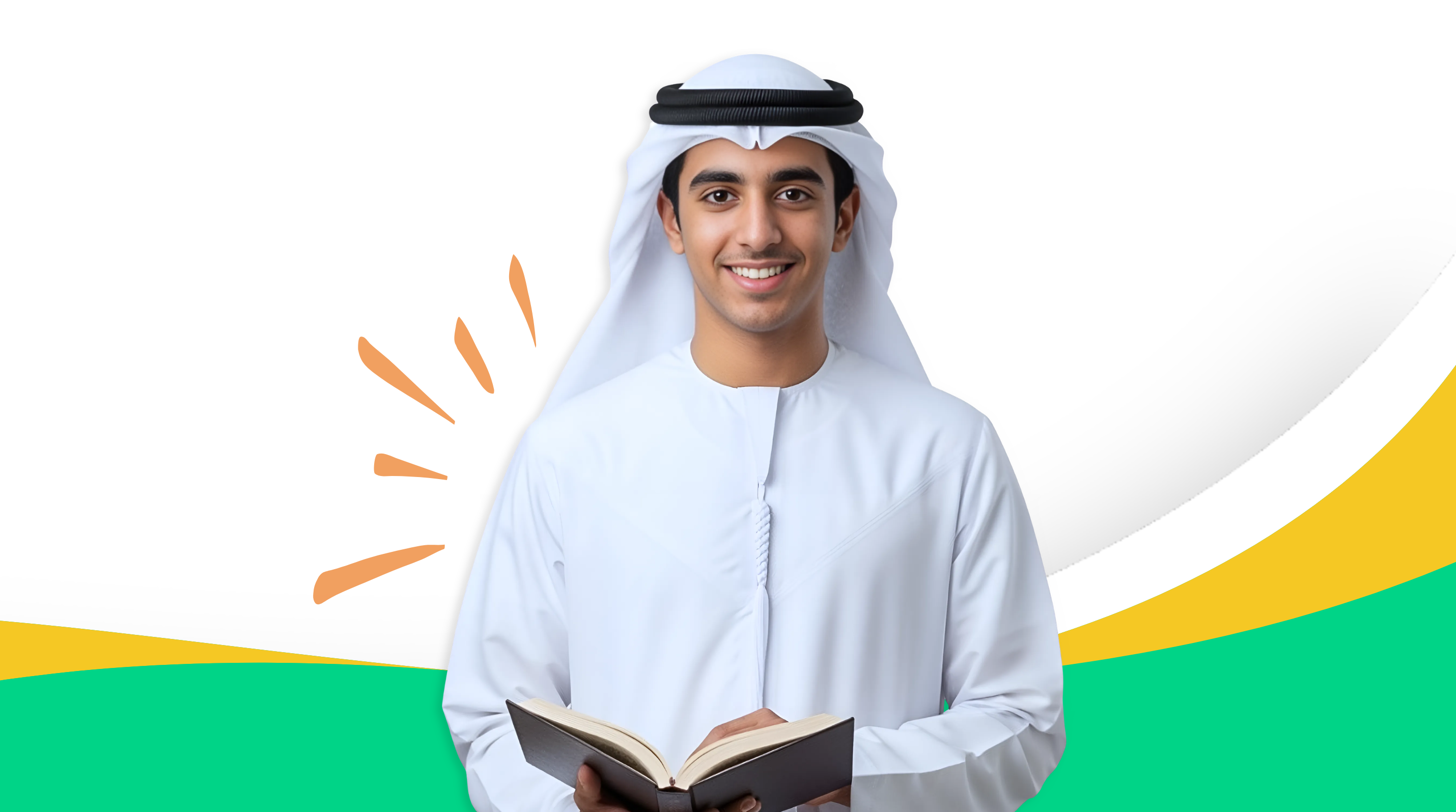 Excited student at Najah Al Ain 2026, ADNEC Centre, engaging with global universities, scholarships, and higher education options.