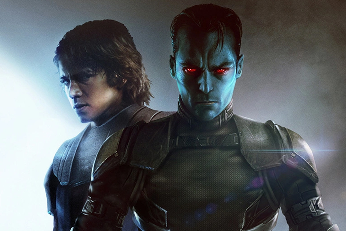 Anakin Skywalker and Thrawn pose angrily next to each other