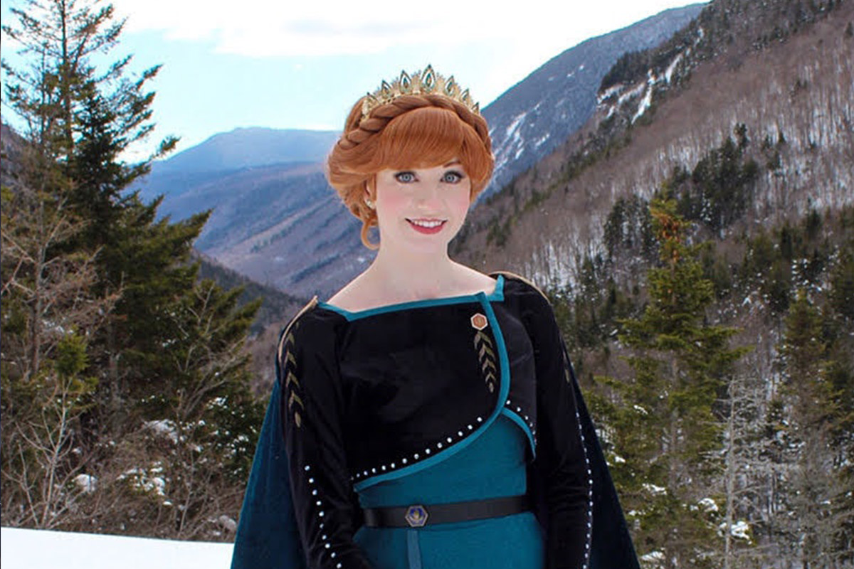 Thera dressed as Anna from Frozen