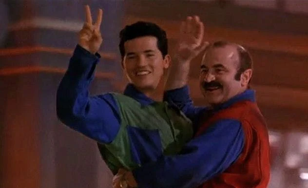 Super Mario Bros from their live action movie featuring Mario & Luigi smiling