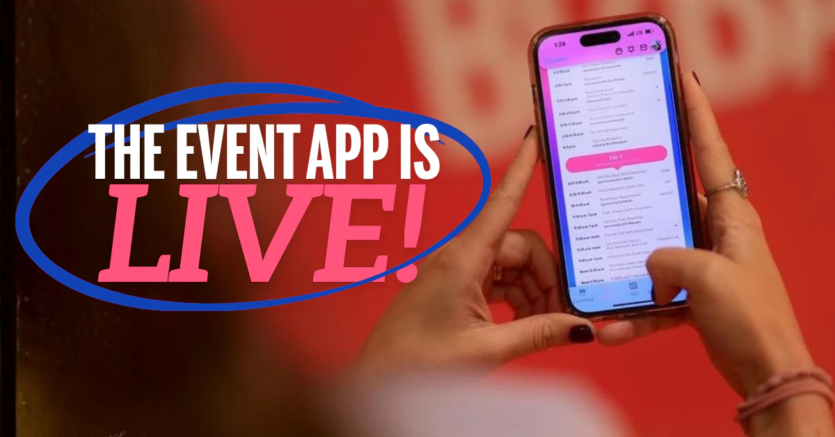 A graphic featuring a photo of a woman scrolling through the Connect Marketplace app on her phone. There is text below the photo reading "App Is Live!"