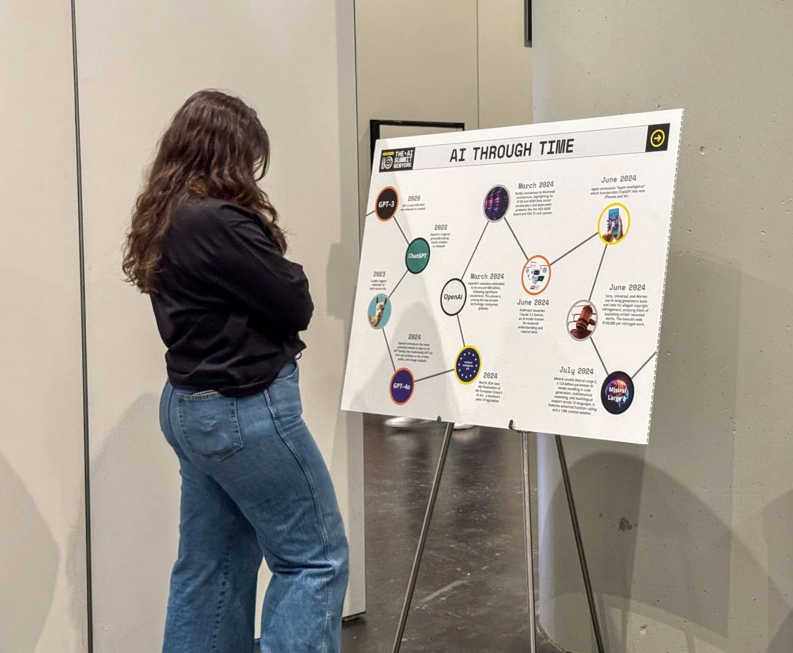 Attendee reads up on AI's history at The AI Summit New York