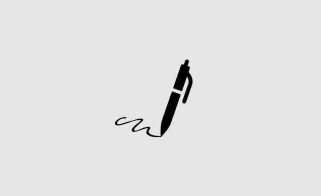 clip art of a pen writing, with a scribble