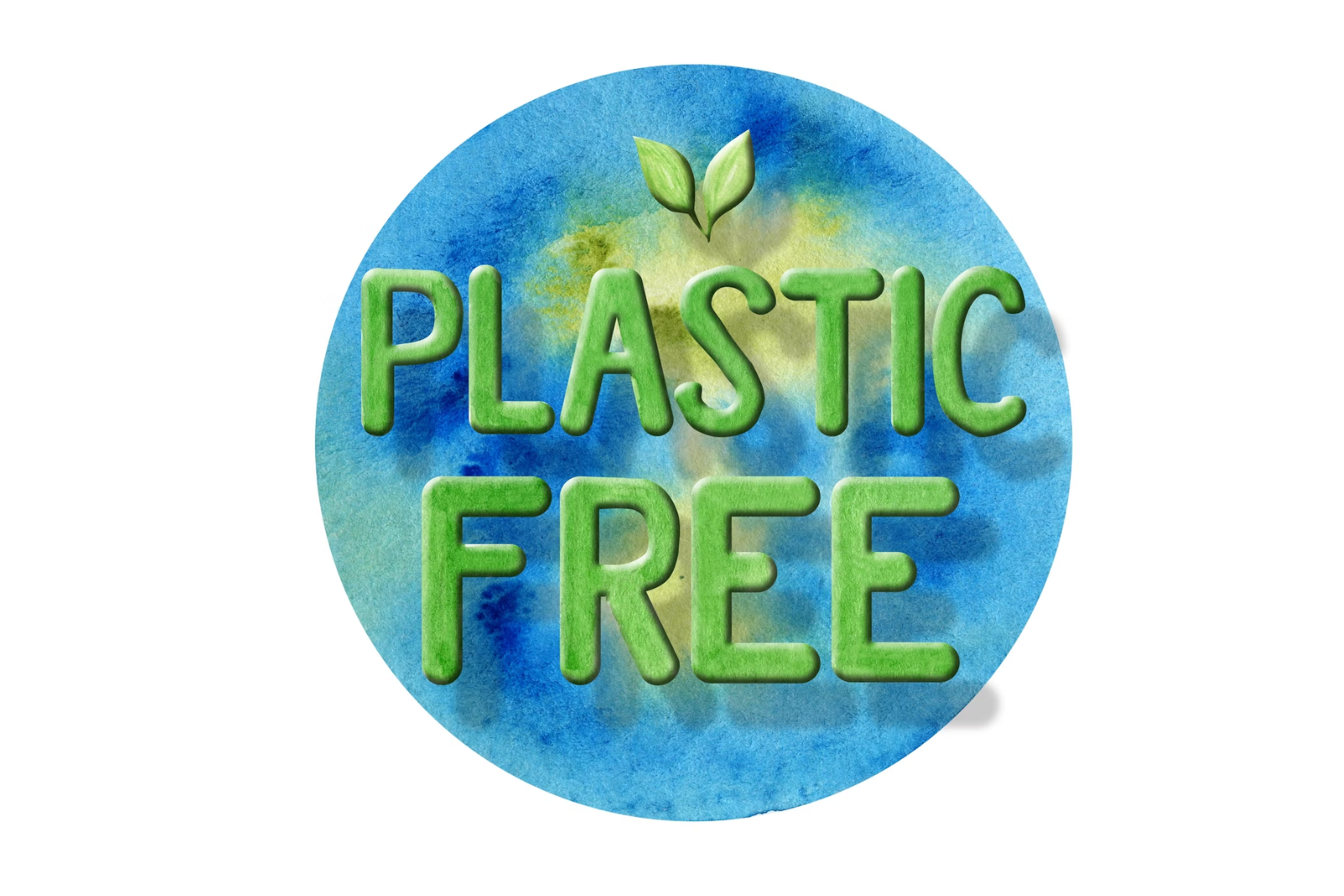 Hand-drawn style logo with the text “PLASTIC FREE,” representing an eco-friendly initiative at AV-ICN.