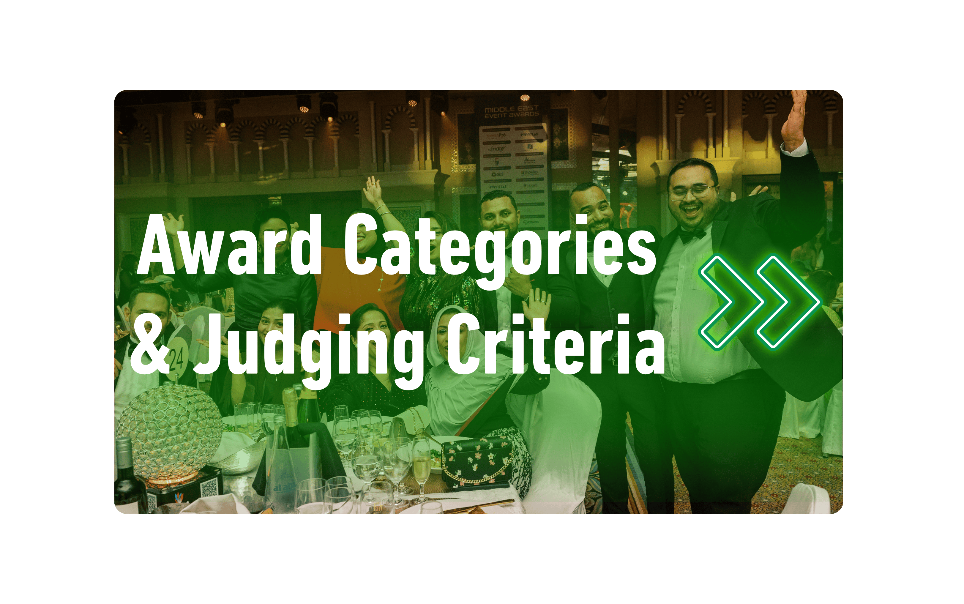 Saudi Event Awards 2025 – Award Categories and Judging Criteria thumbnail showing guests celebrating at a gala dinner table