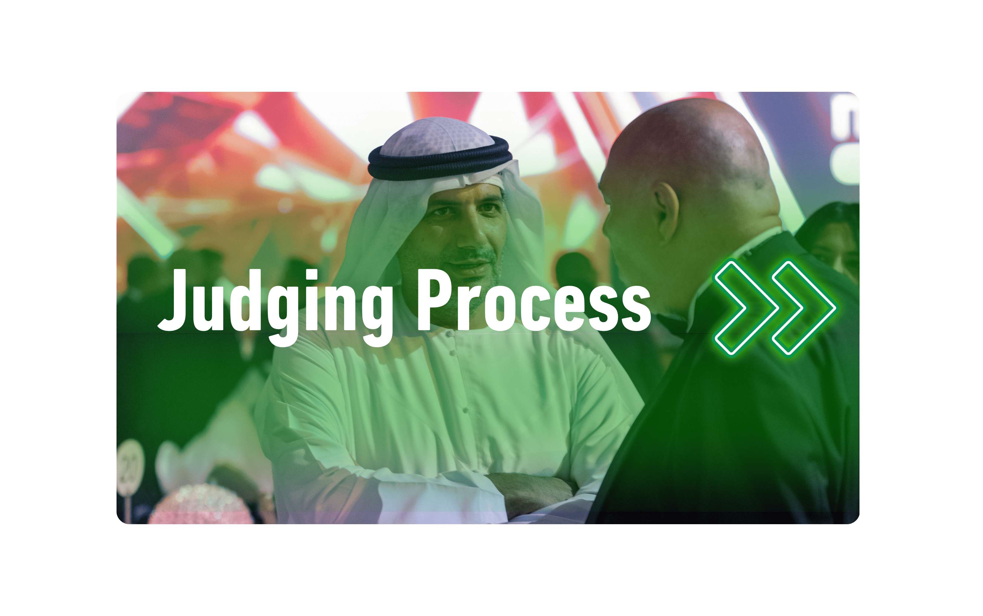 Saudi Event Awards 2025 – Judging Process thumbnail showing discussion between a judge and an attendee at the event