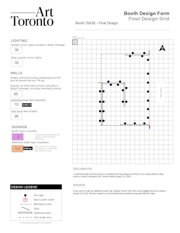 This is an example of a hand-drawn booth design form in the finalized version