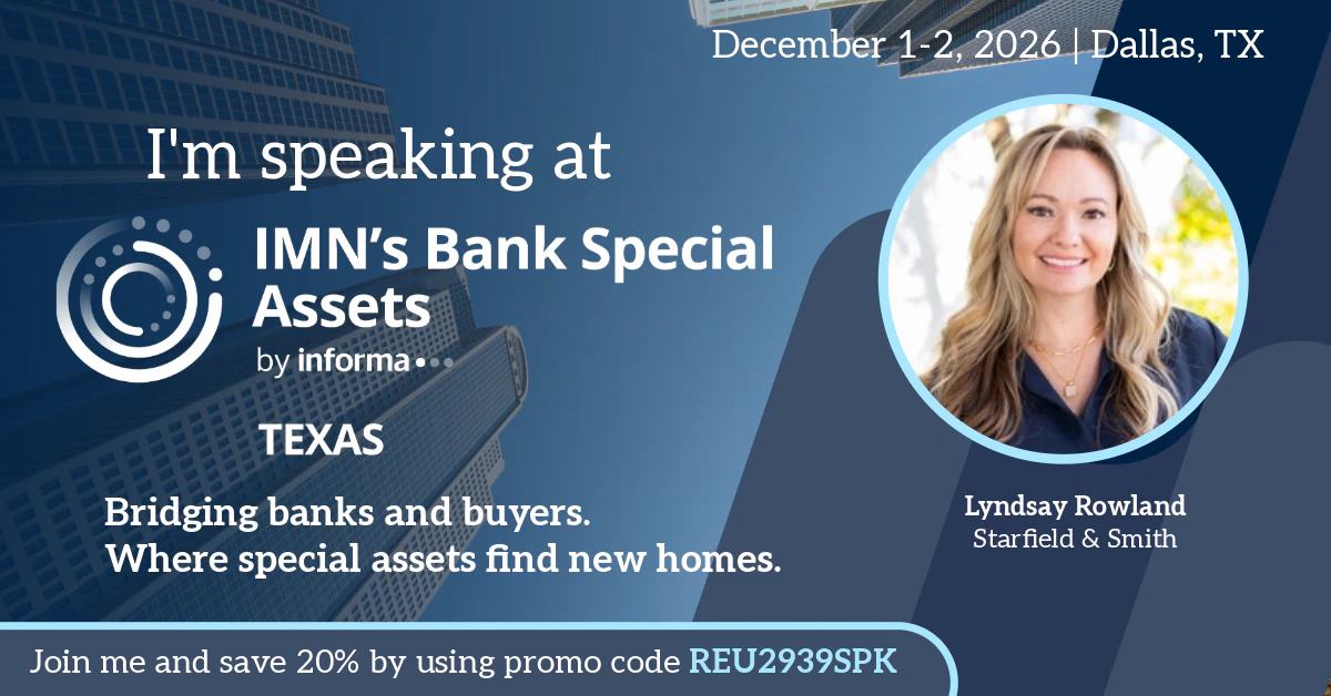 Bank Special Assets Dallas Marketing Banner for Speakers