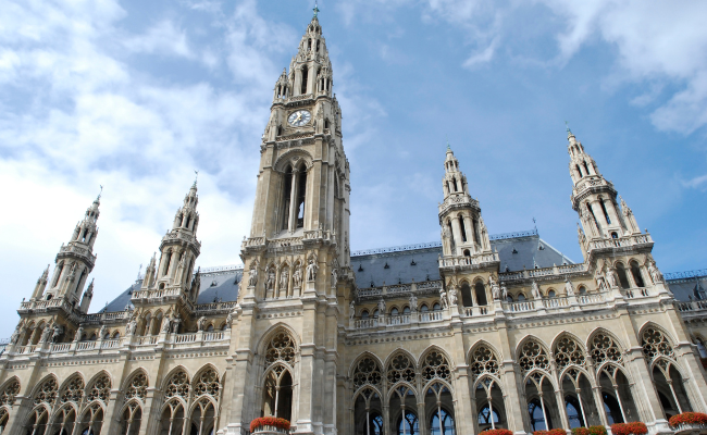 The towers of the city hall of Vienna on a sunny day