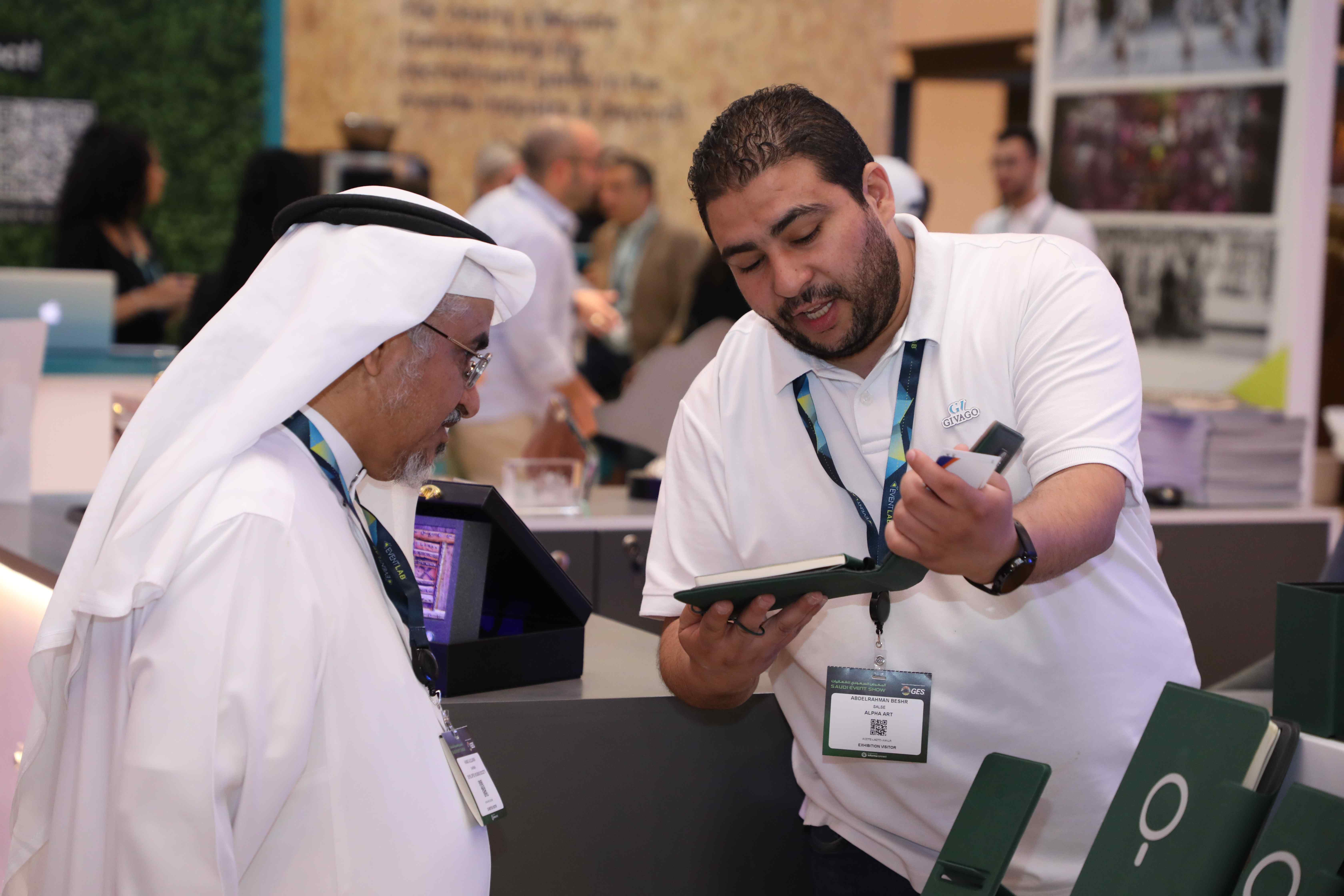 Exhibitor showcasing digital solutions to Saudi event professionals at the Saudi Event Show (SES) 2025 in Riyadh