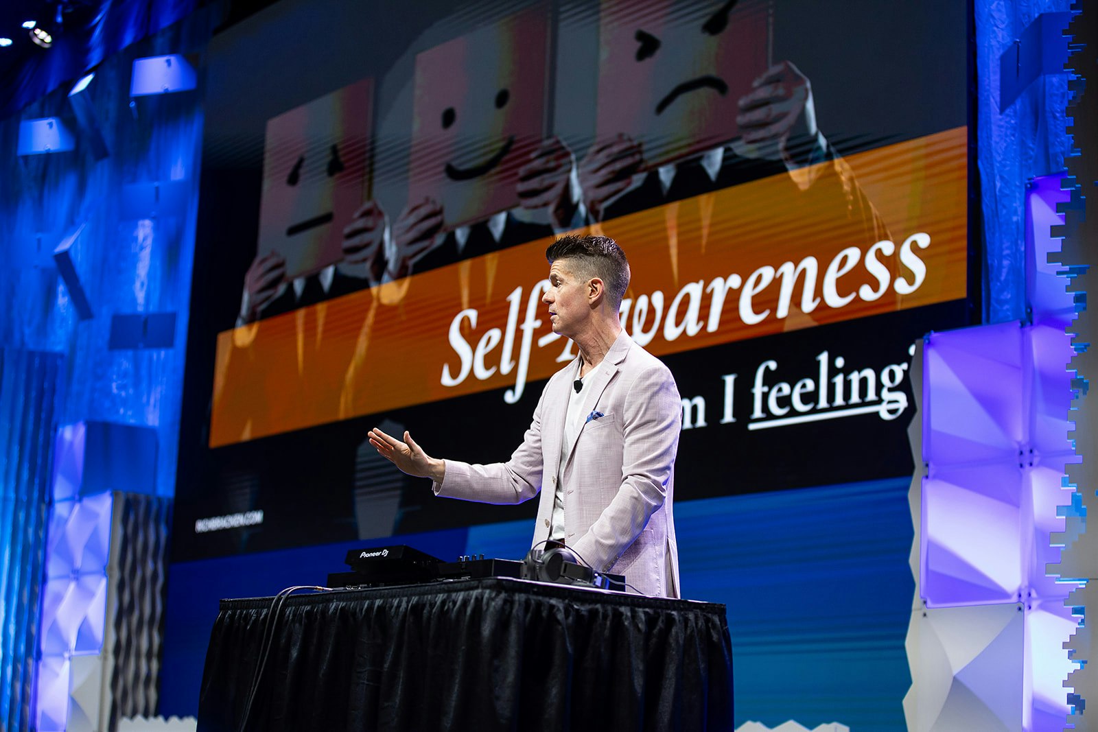 A speaker engaging with the audience