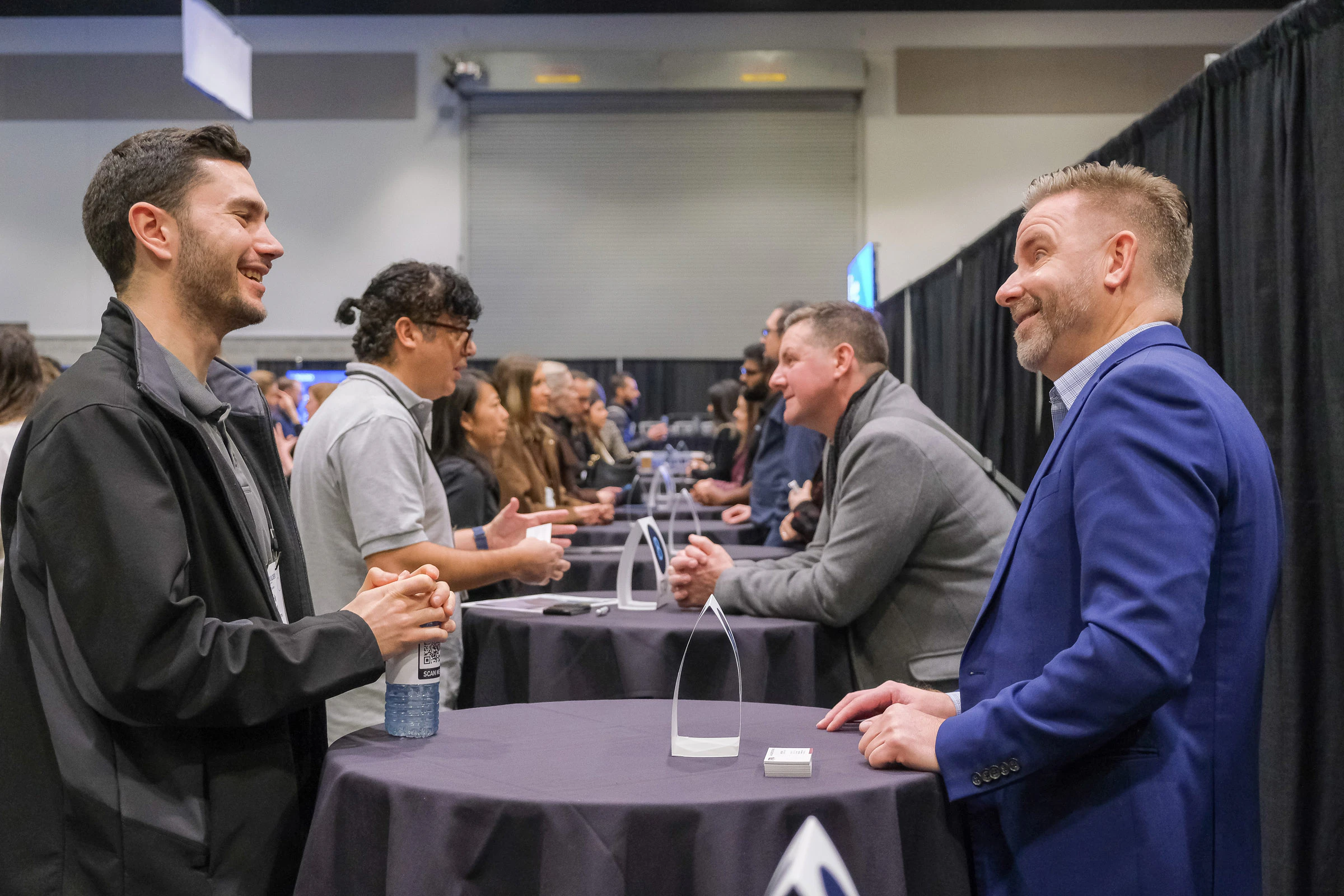 Attendees participating in a speed networking session in the Networking Hub at BUILDEX