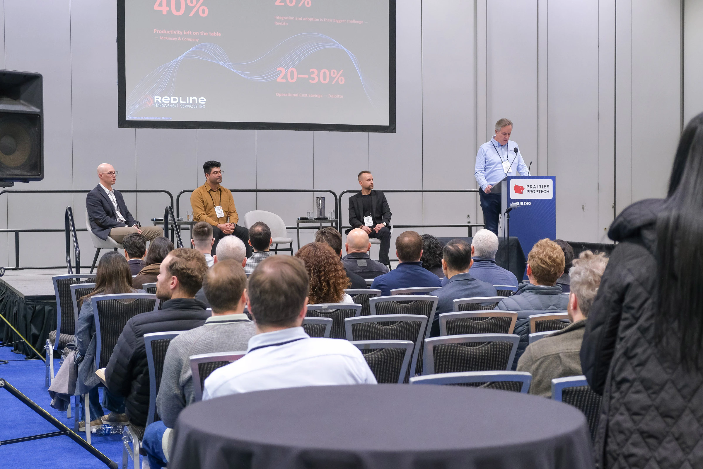 Attendees sitting in the Contech Showcase at BUILDEX Vancouver 2026