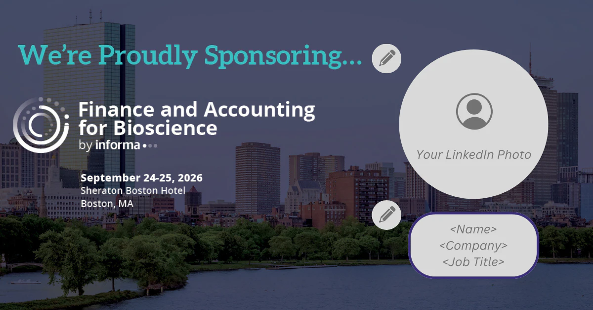 "2026 Sponsor" graphic for Finance & Accounting for Bioscience