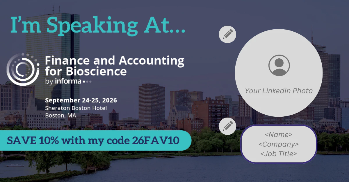 "I'm Speaking" graphic for Finance & Accounting for Bioscience