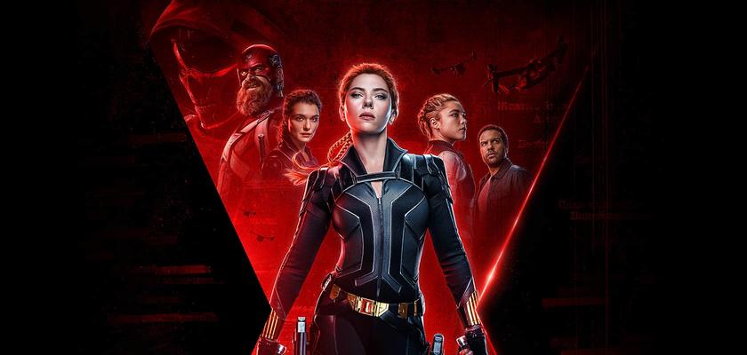 The poster for Black Widow featuring Scarlet Johansan, David Harbour, Florence Pugh and more