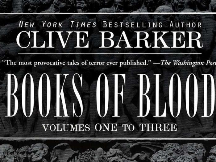 The cover of 'Books of Blood' by Clive Barker, featuring multiple stone statues as the artwork border.