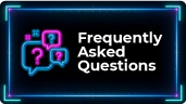 FAQ Button for HIS 2026 - Healthcare Innovation Show. Technological design featuring neon pink and blue speech bubble and question mark icons.