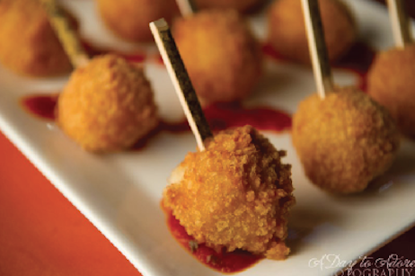 mini croquette balls on sticks