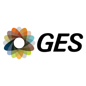 GES logo – MEES 2025 Exhibitor providing global event logistics, stand design, and full-service production